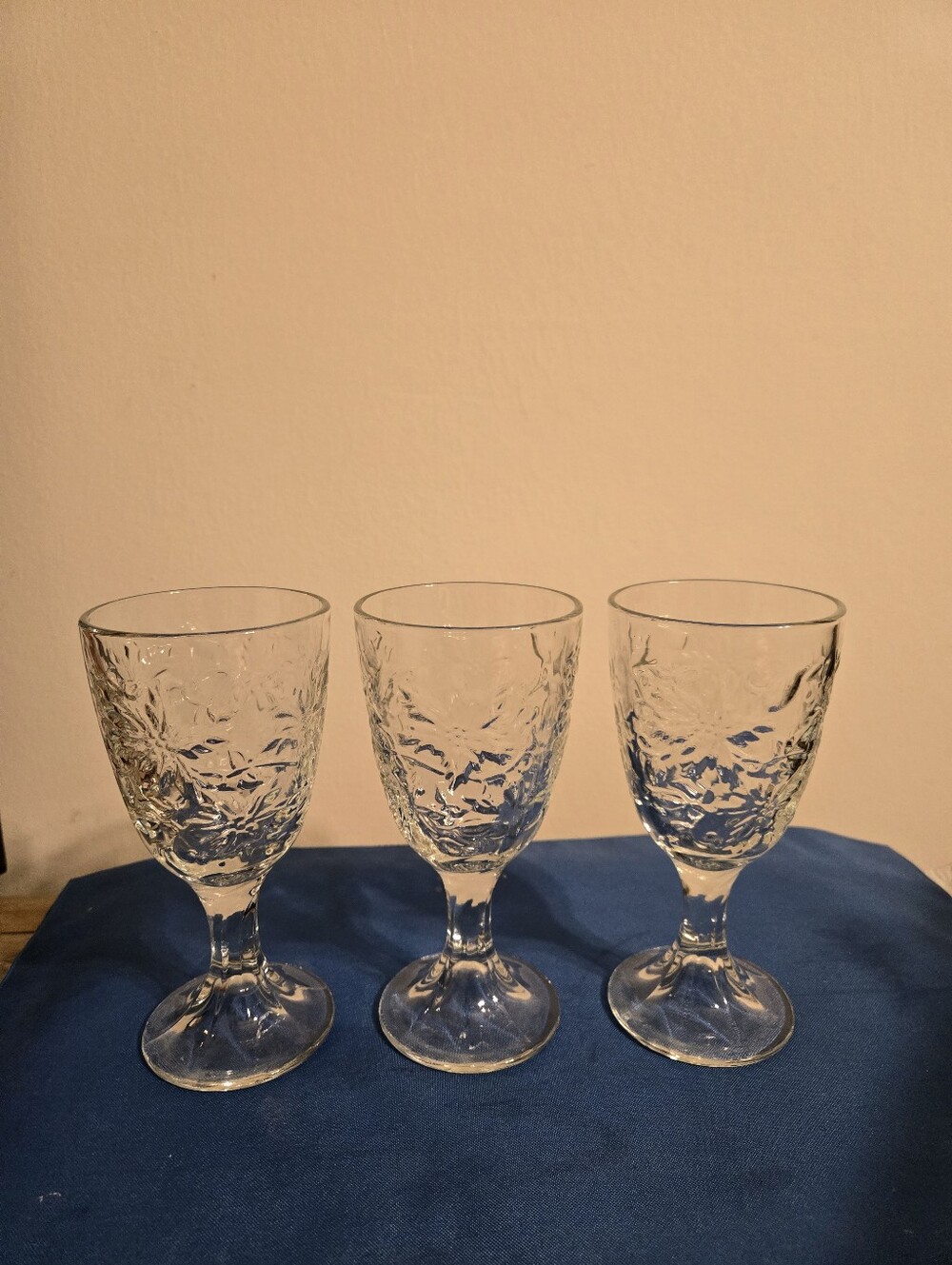 Princess House Vintage Fantasia Wine Glasses/ Goblets.Set Of 3.